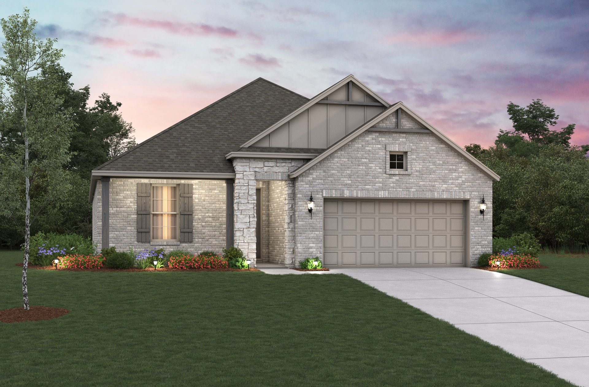 home exterior with brick and stone
