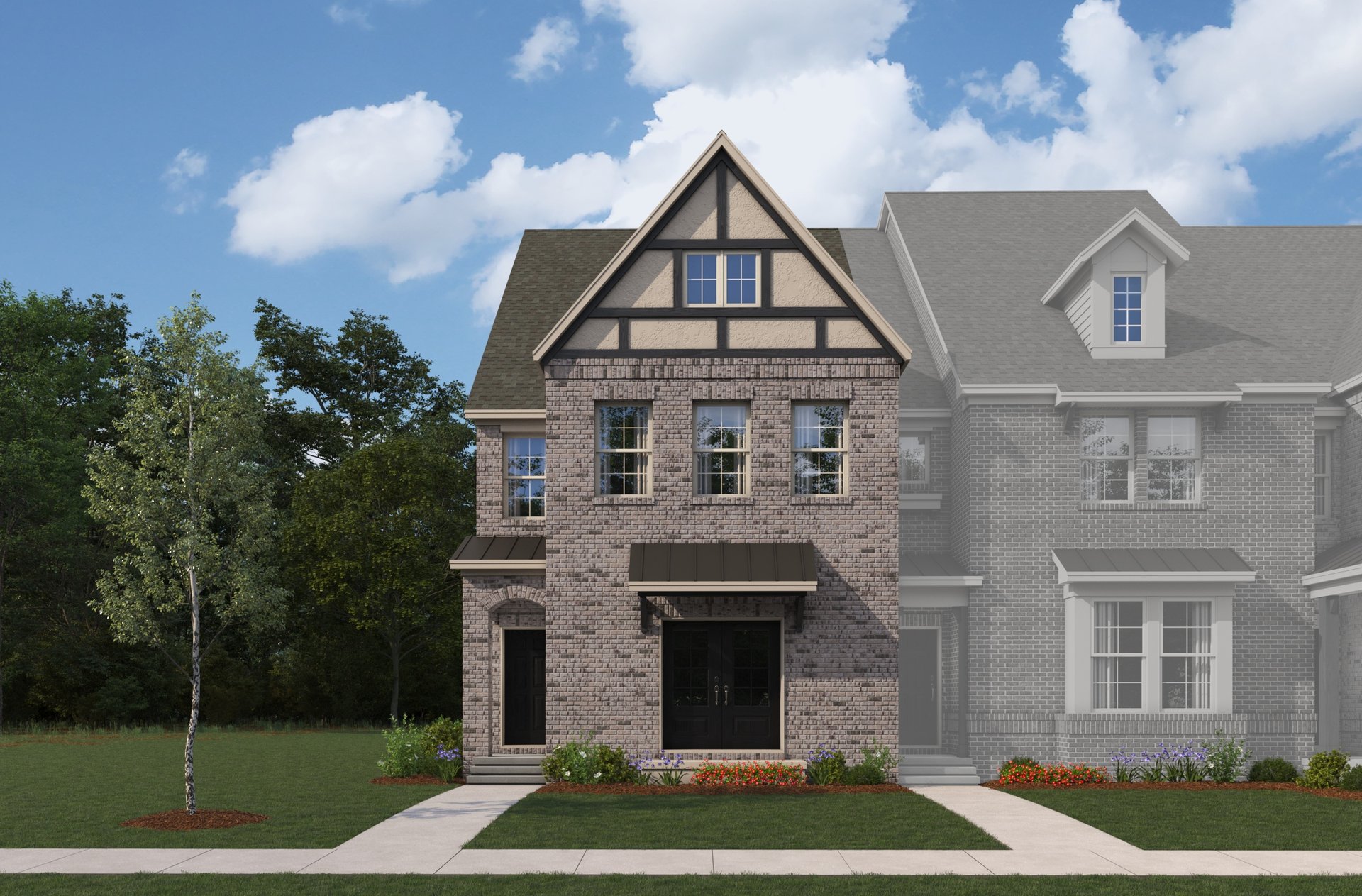 townhouse with brick and stone exterior