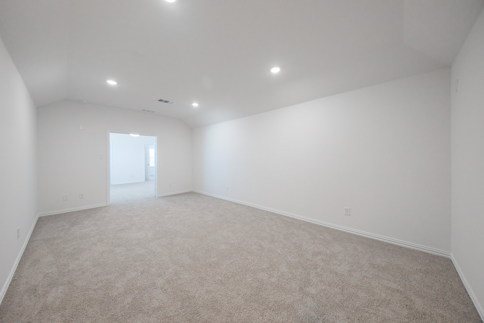 media room with carpet and recessed lights