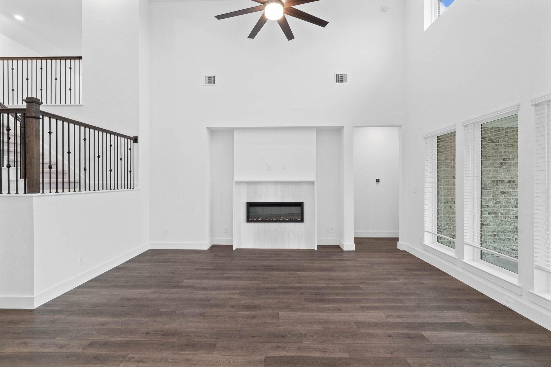great room with wood-like flooring