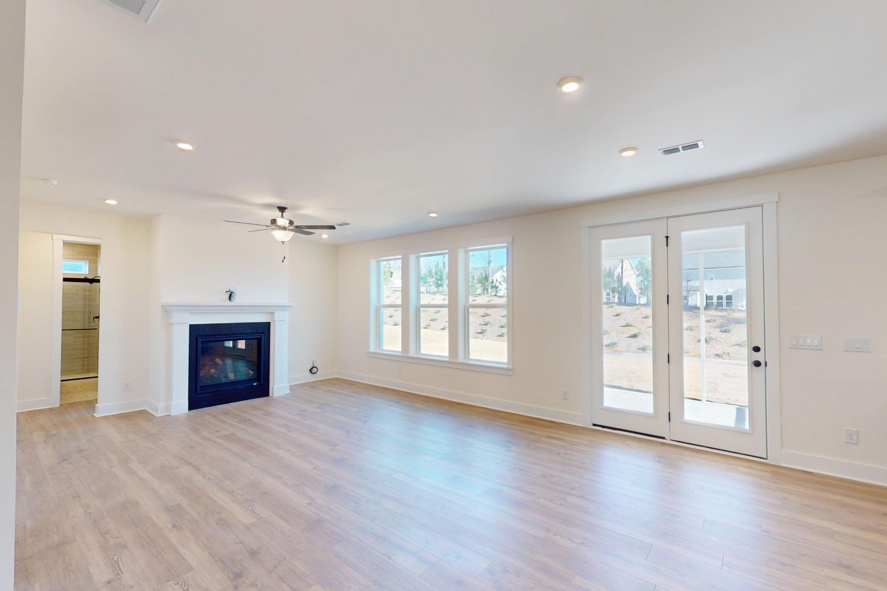 great room with a fireplace