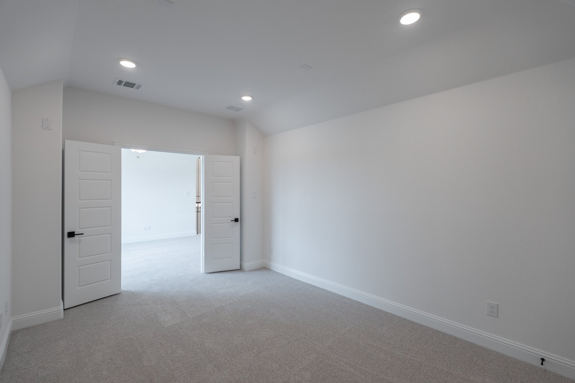 media room with carpet and recessed lights