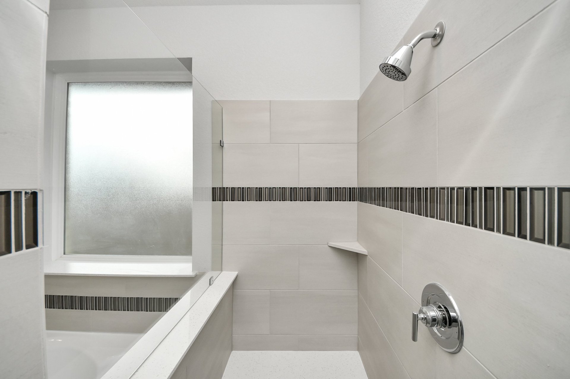 tile surround shower and separate tub