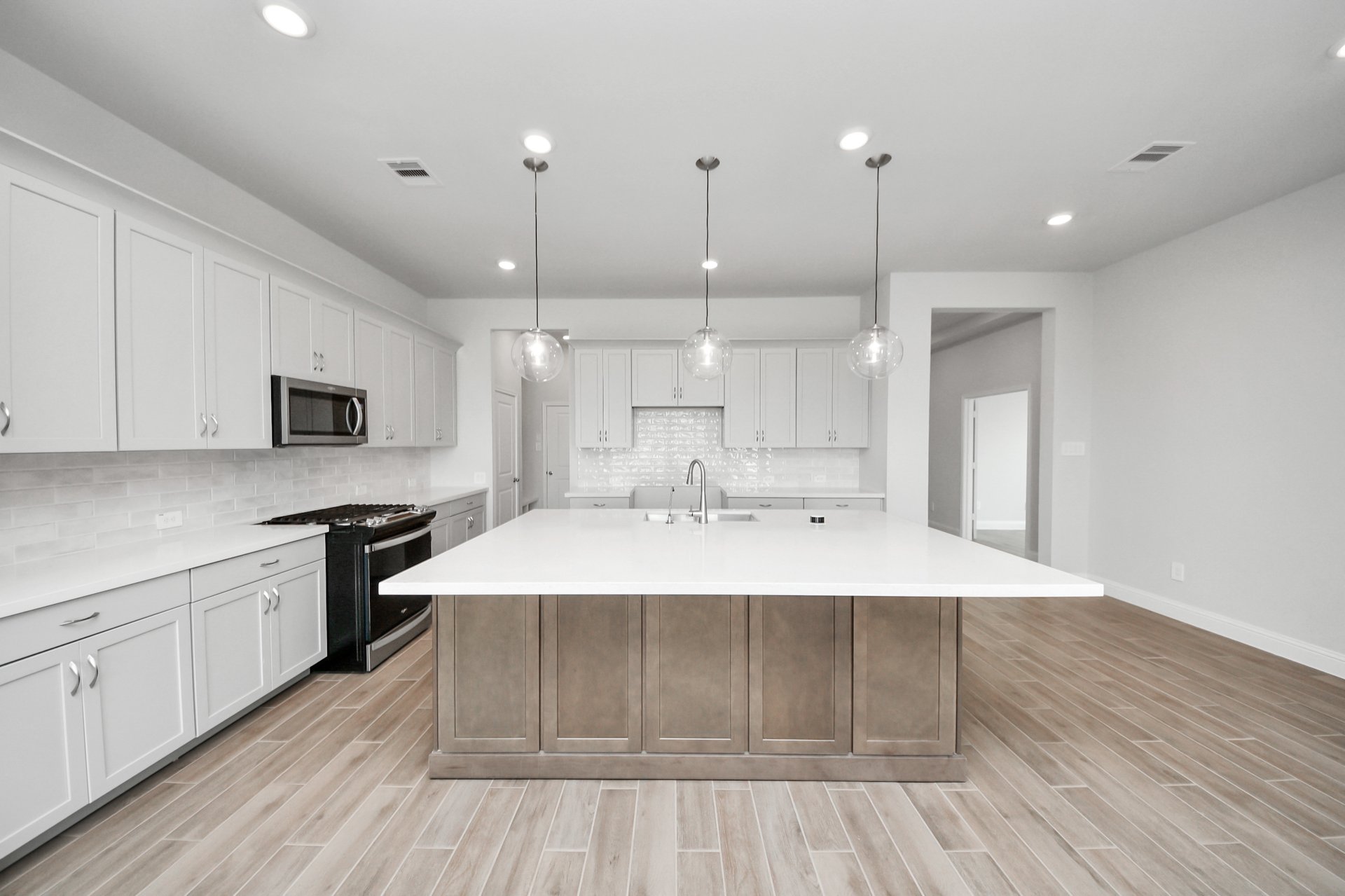 two-toned cabinets and large island