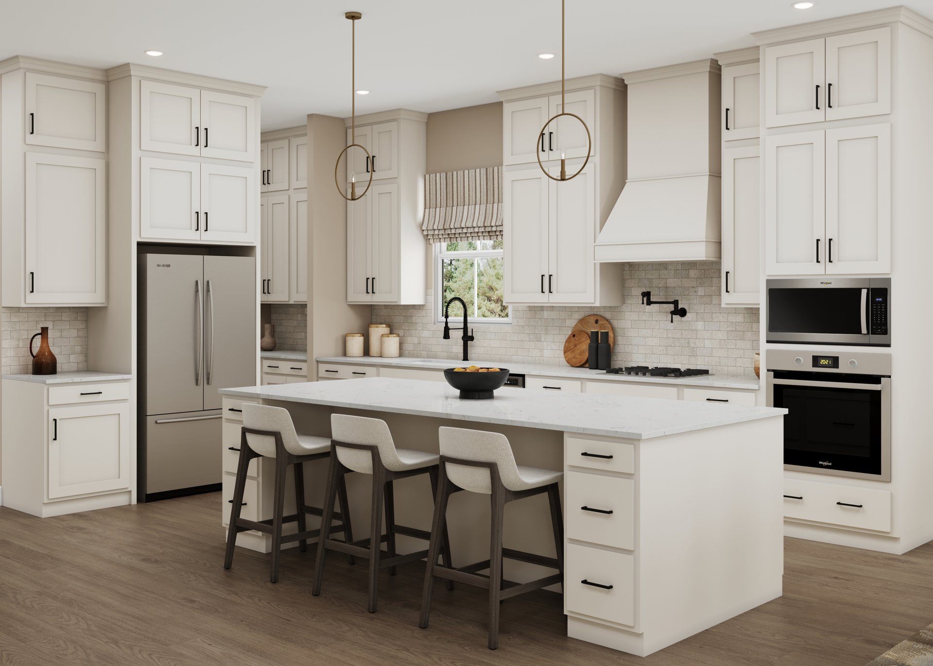 kitchen with white cabinets and quartz counters