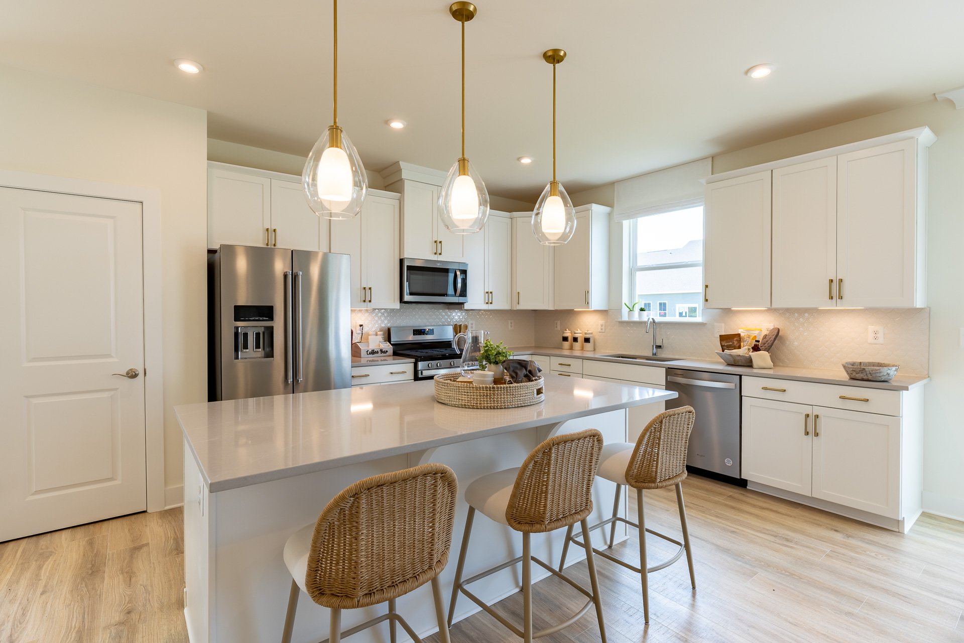 kitchen with white cabinets