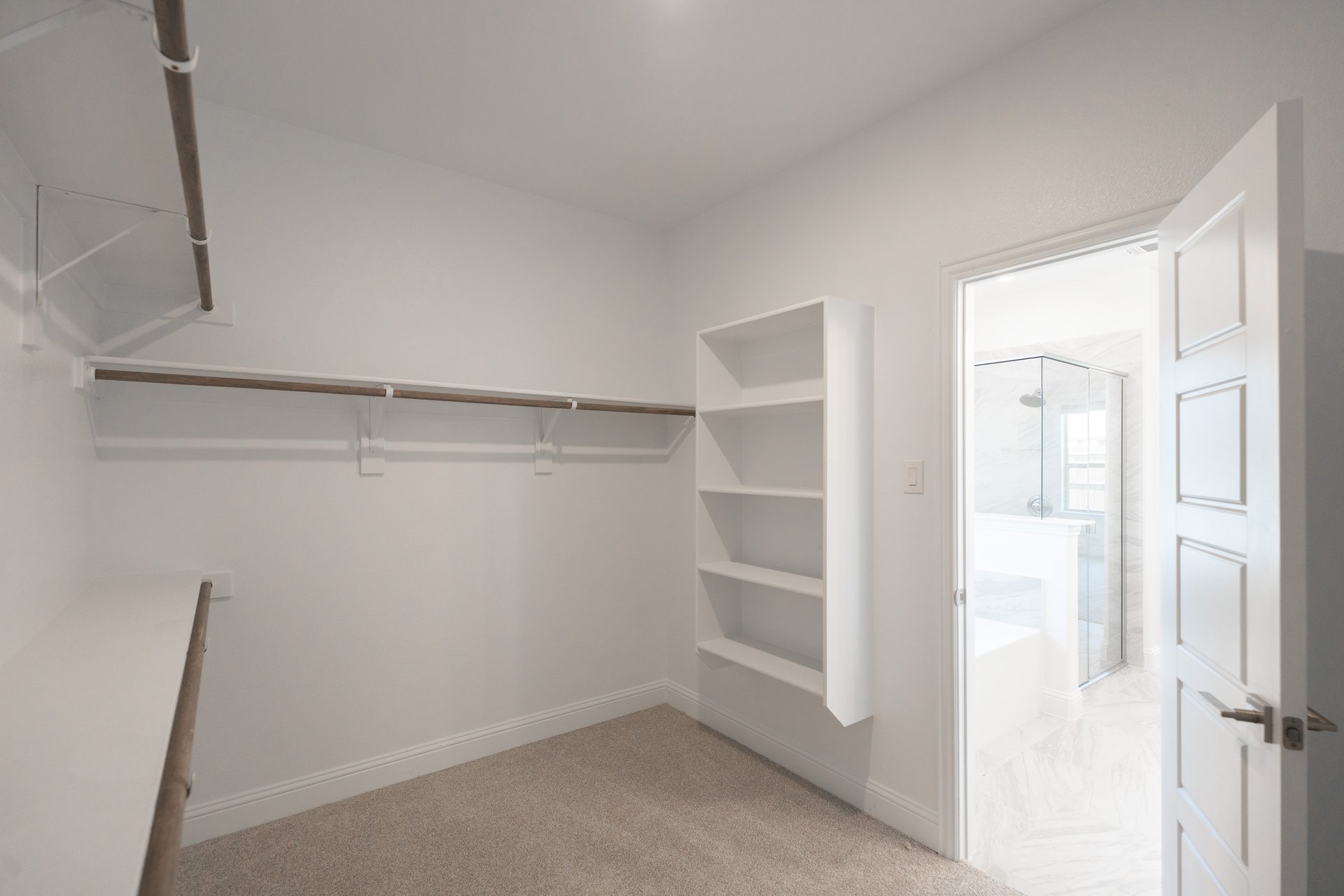 closet with hanging racks and shelves
