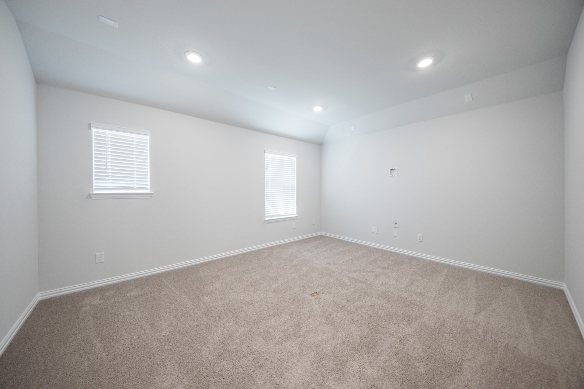 media room with carpet and recessed lighting