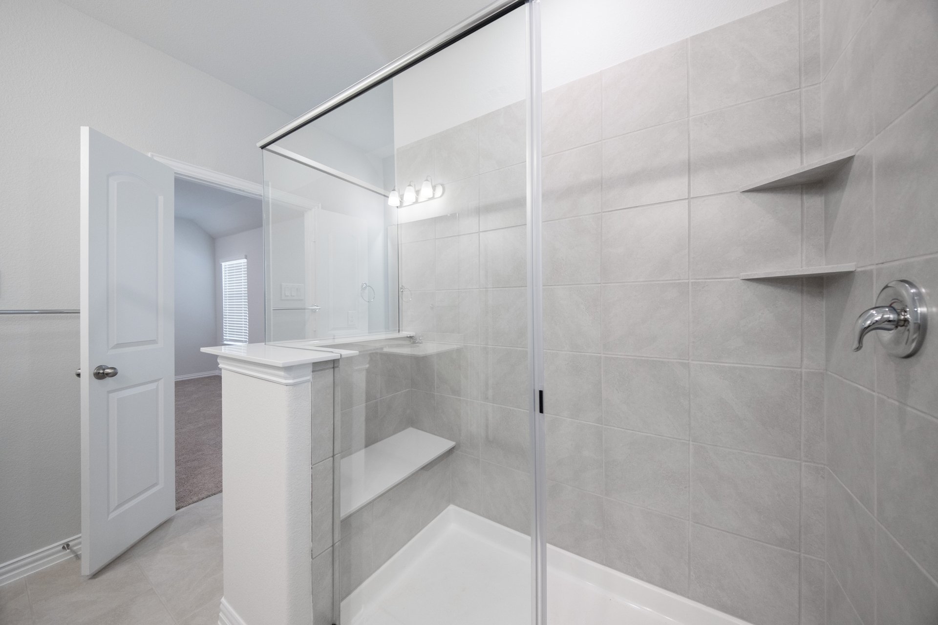 primary bathroom with walk-in shower