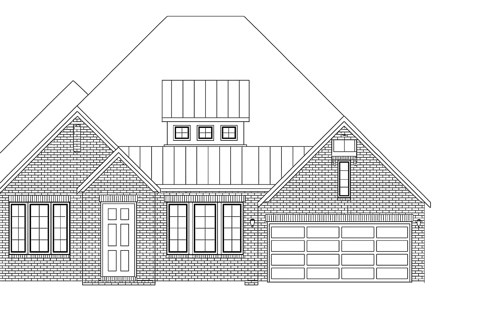 exterior with brick, stone & windows