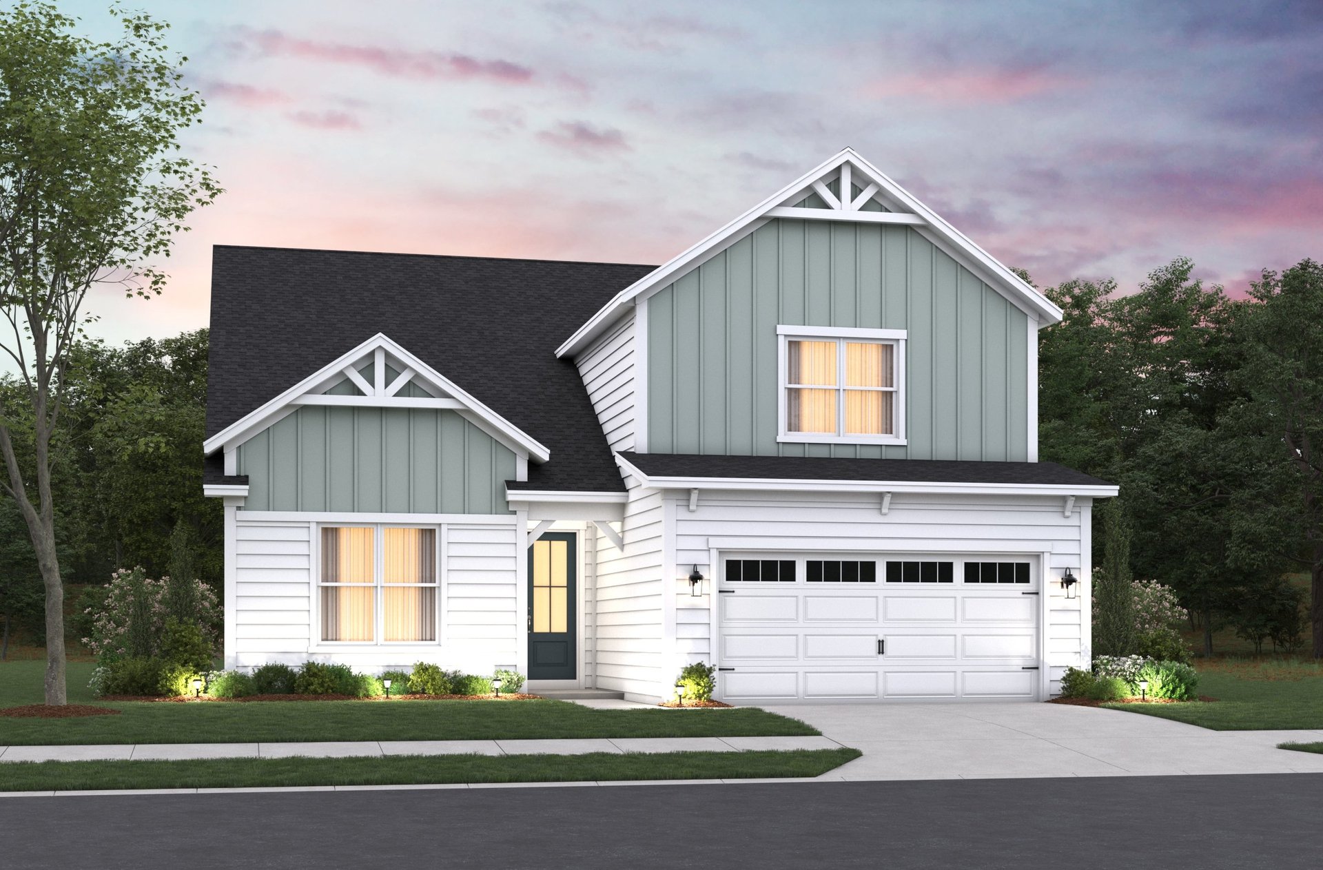 2-car garage single family home exterior