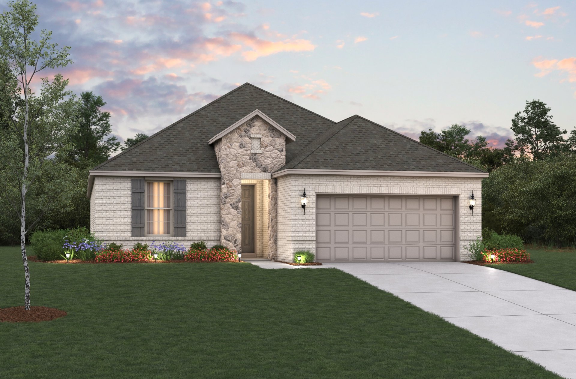home exterior with brick and stone 