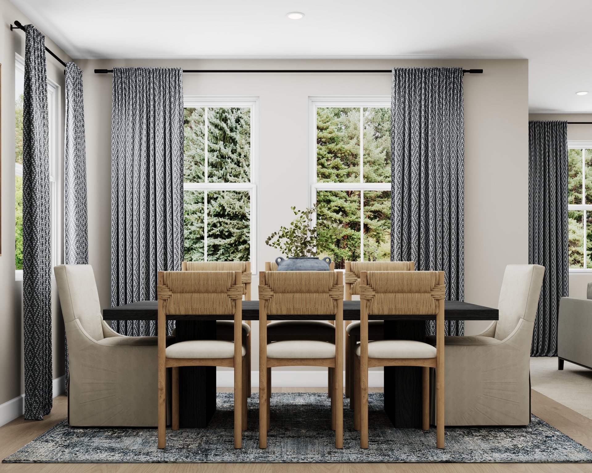 rendering of dining room with seating for 8