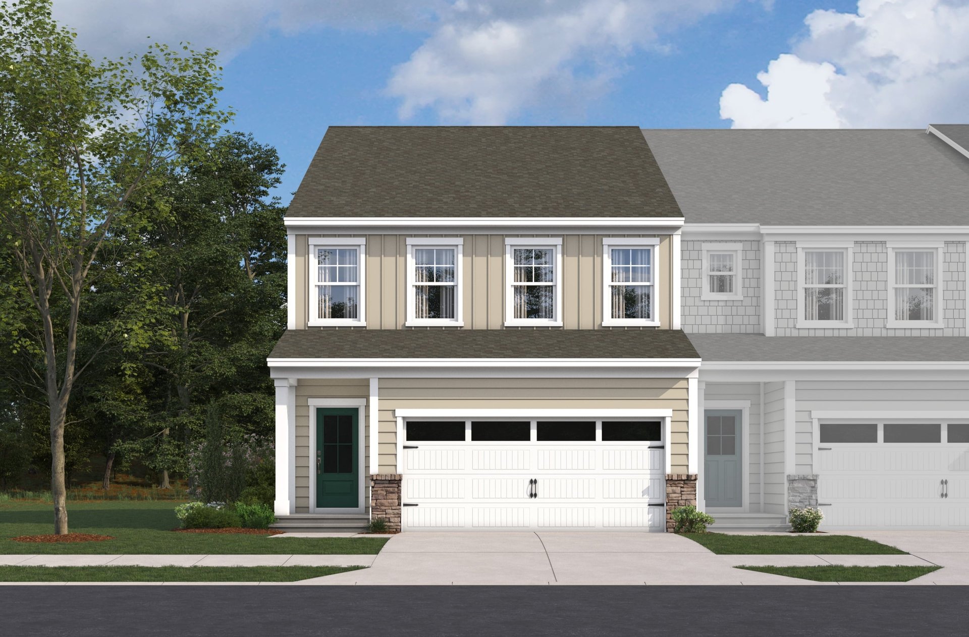 two-story townhome exterior