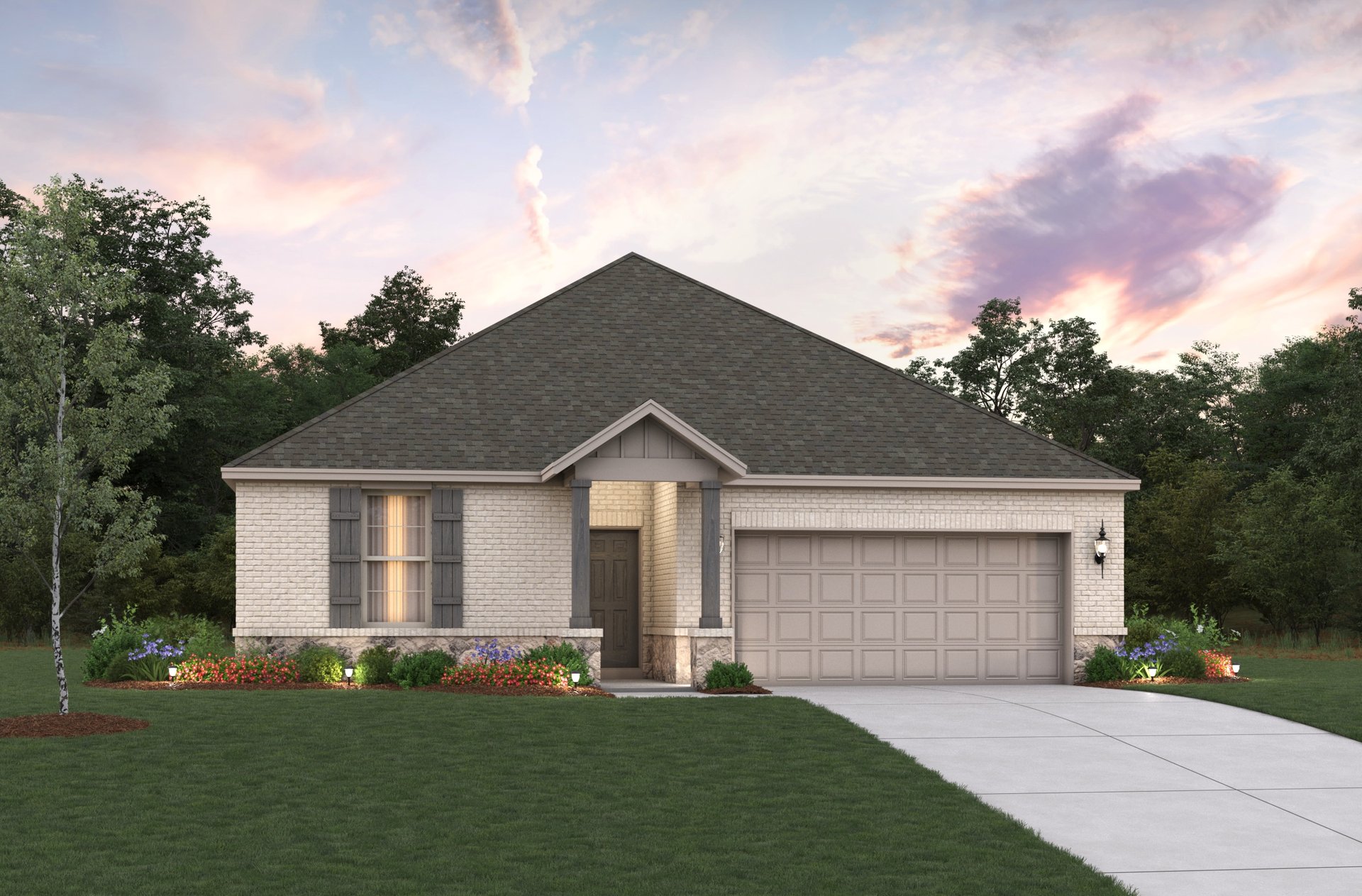home exterior with brick and stone