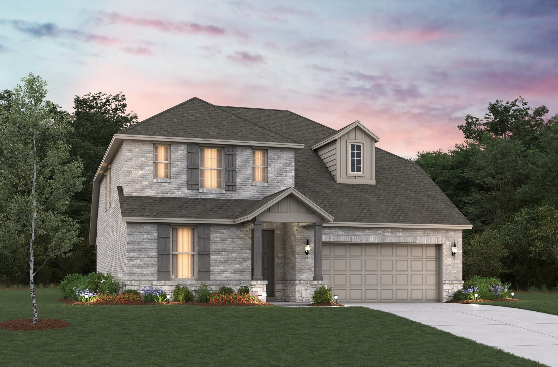 home exterior with brick and stone