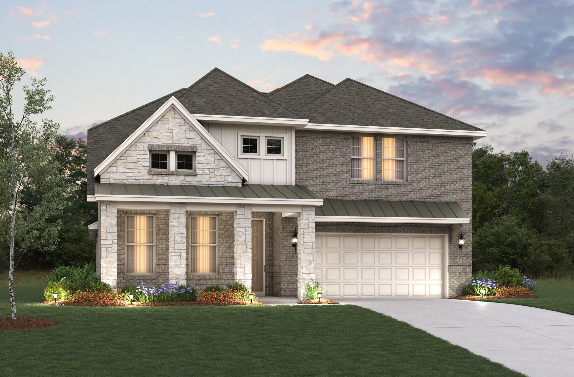 exterior of home with brick and stone