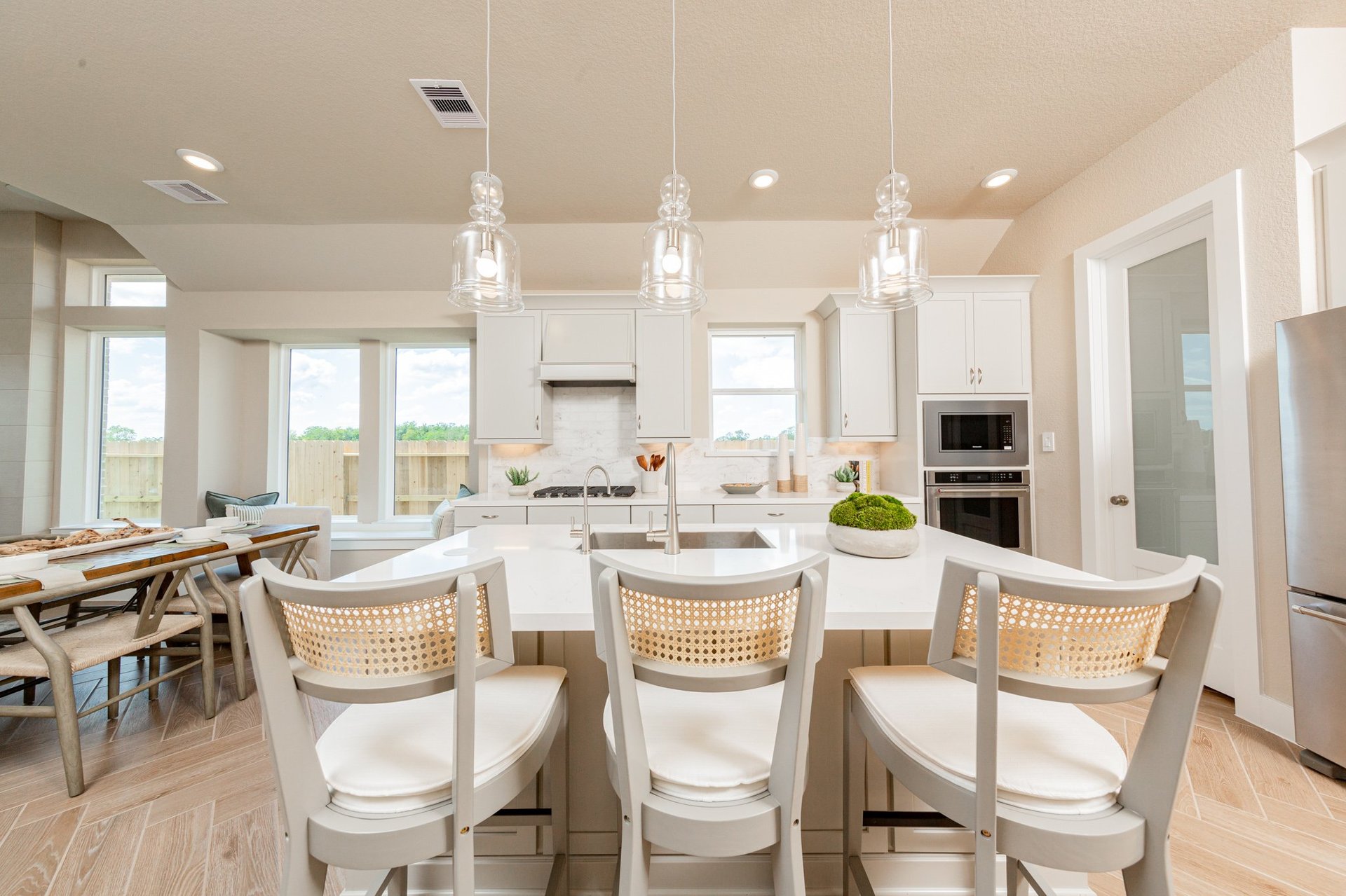 Kitchen island with barstools
