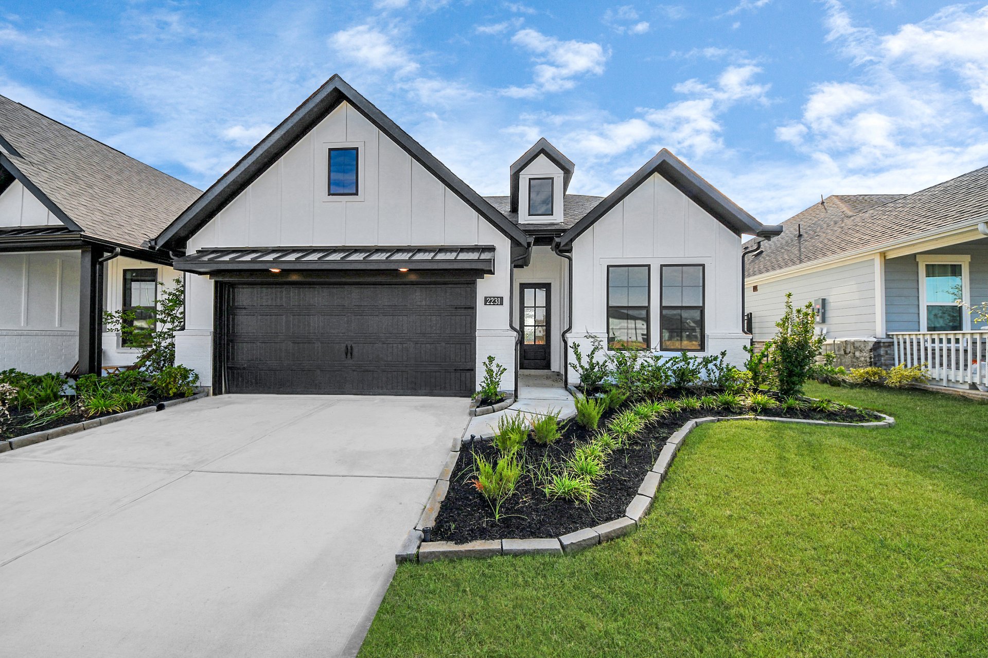 white home with dark accents