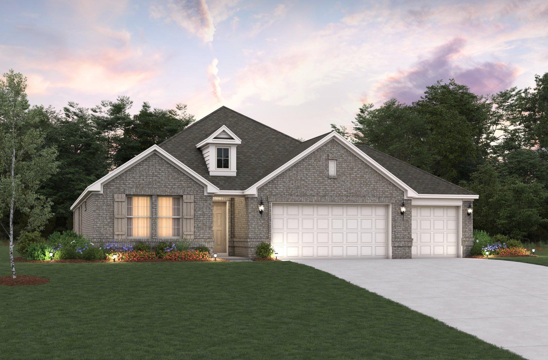 exterior of home with brick and covered porch