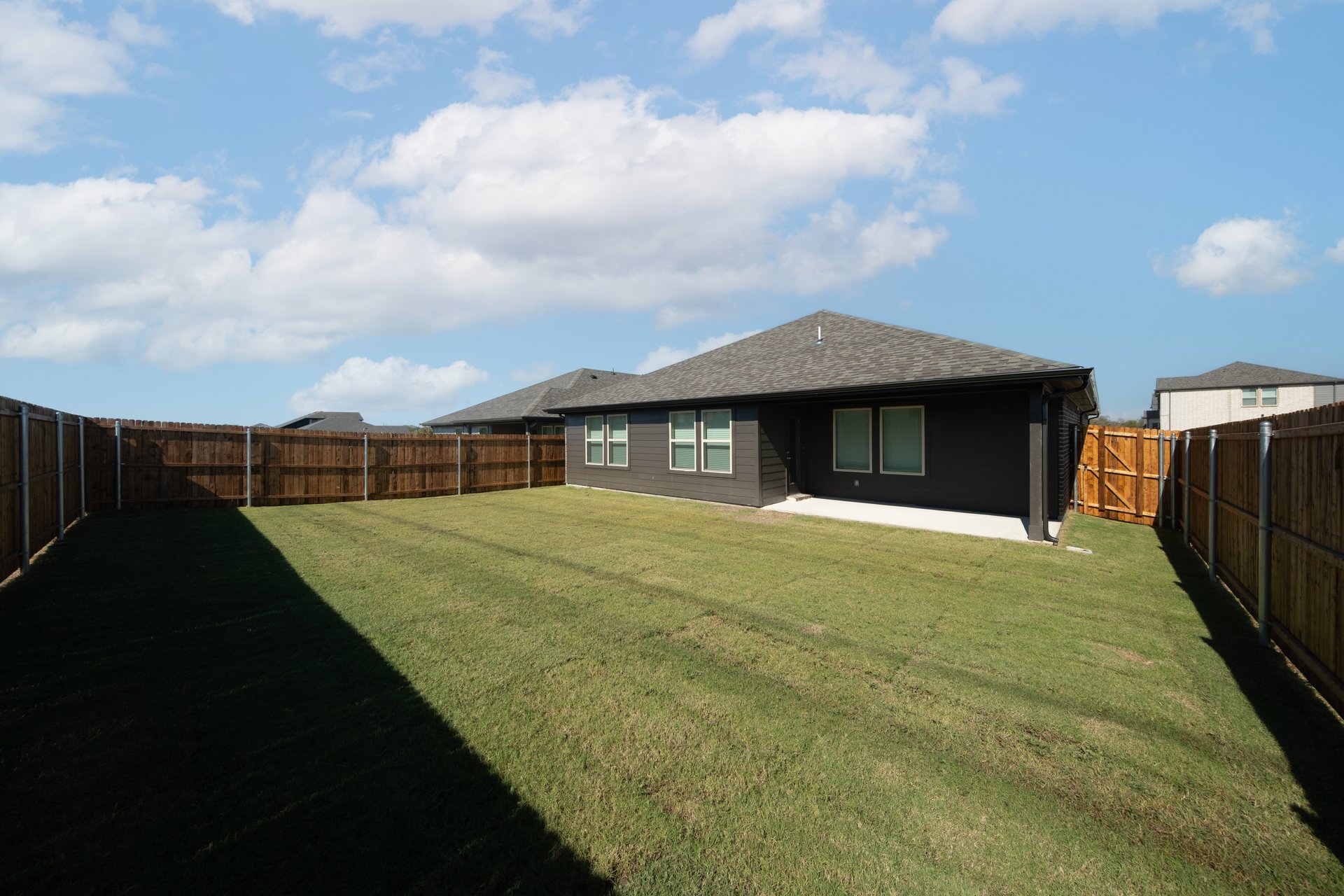 backyard of home with covered back patio