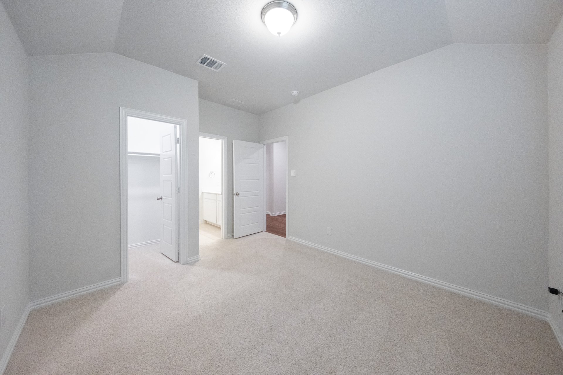 guest bedroom with carpet and walk-in closet