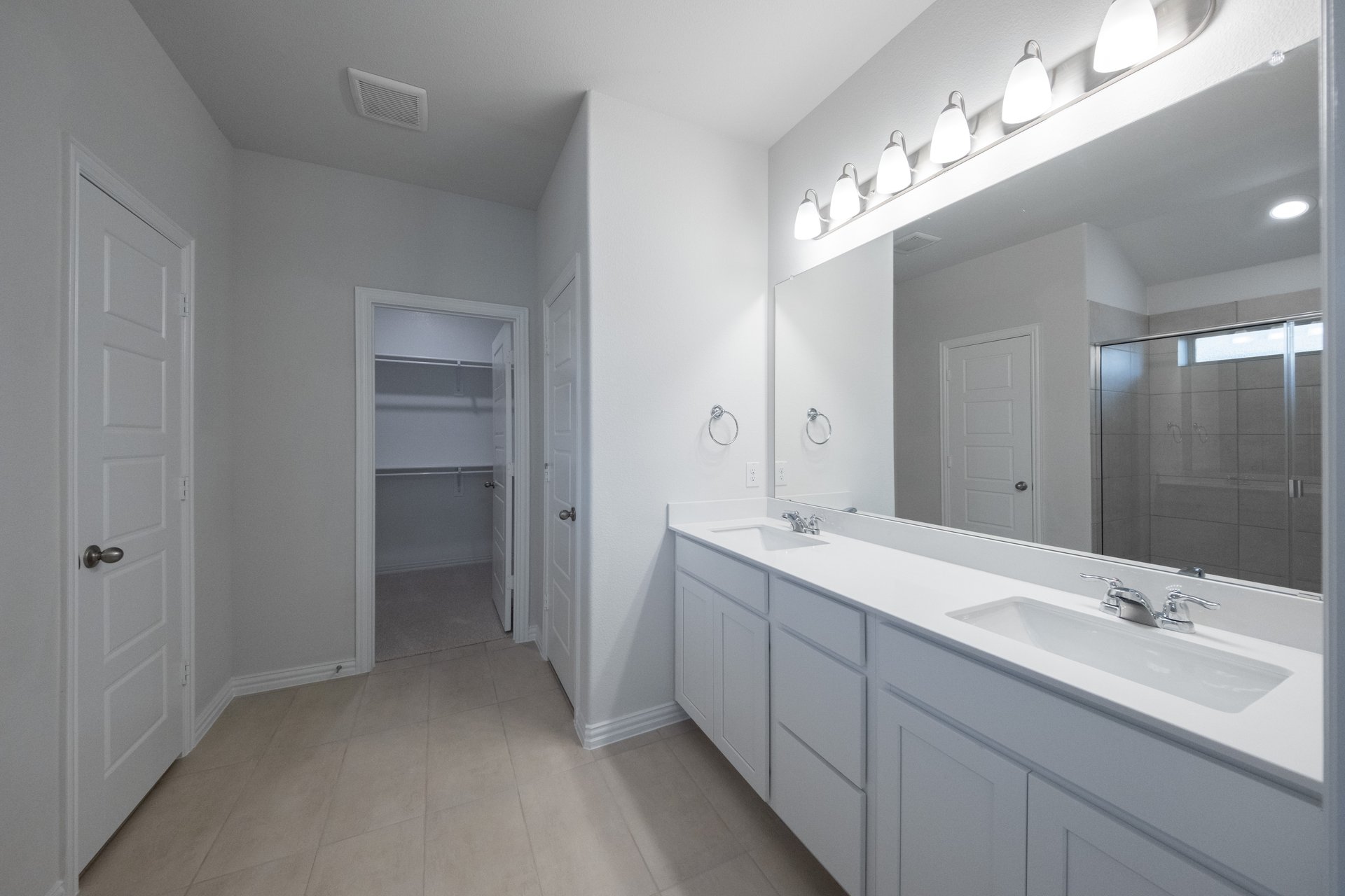 primary bathroom with double sinks