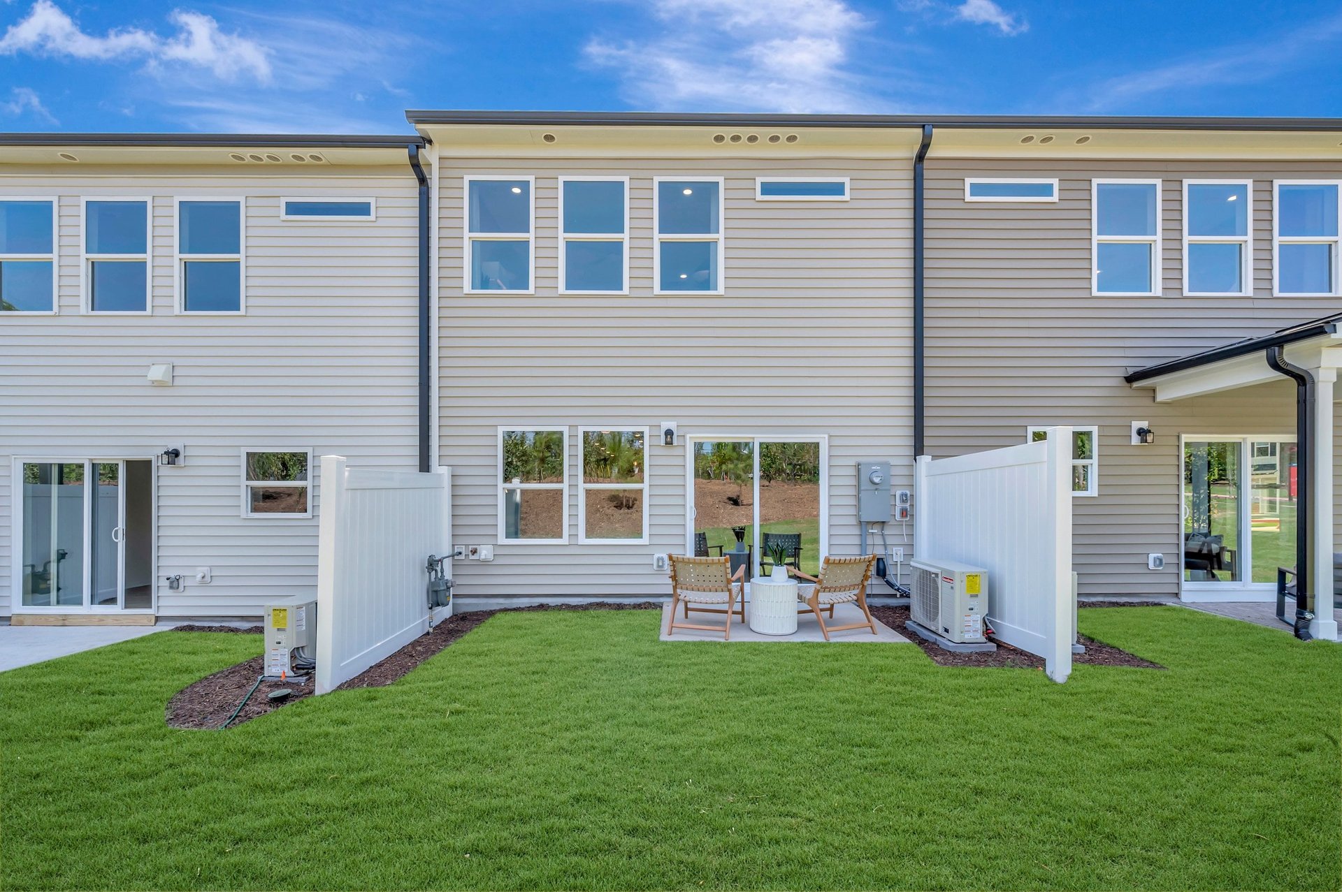 two-story townhome rear exterior