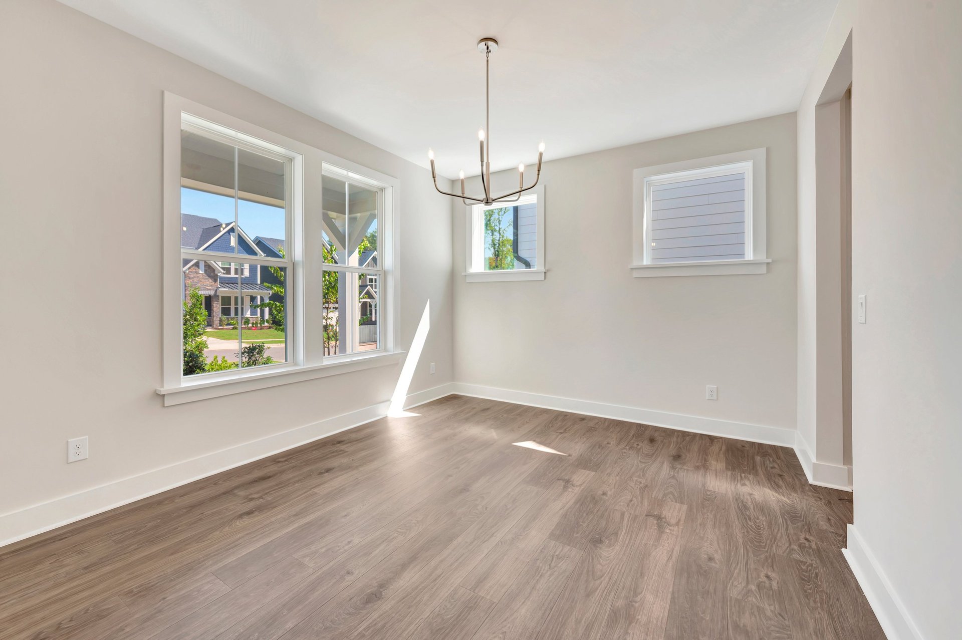dining room with four windows