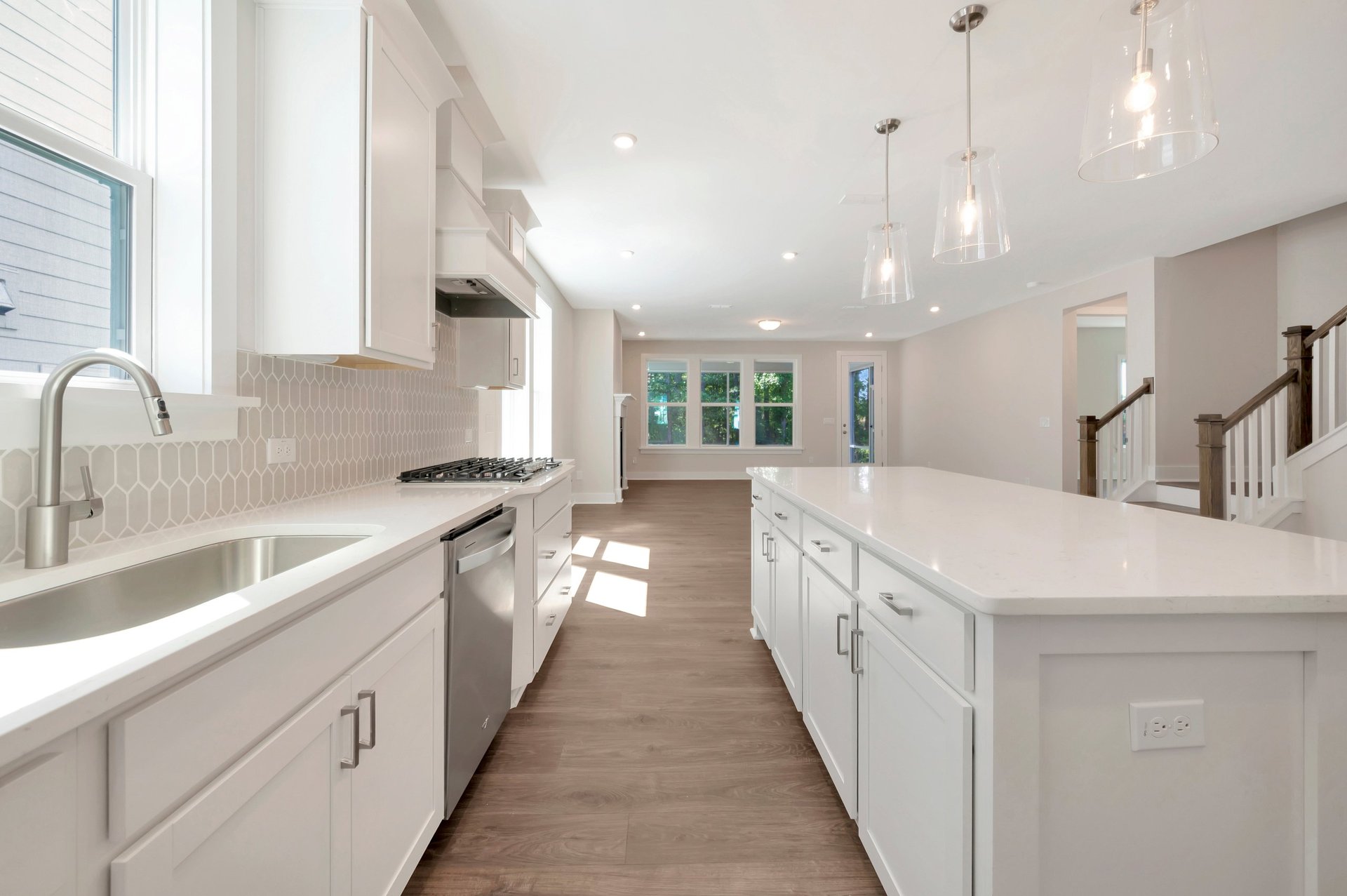 kitchen with a view of the great room