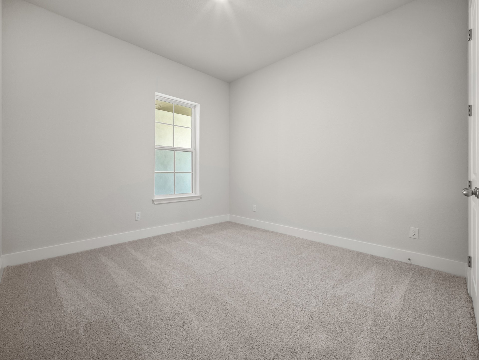 bedroom with carpet, window & recessed lighting