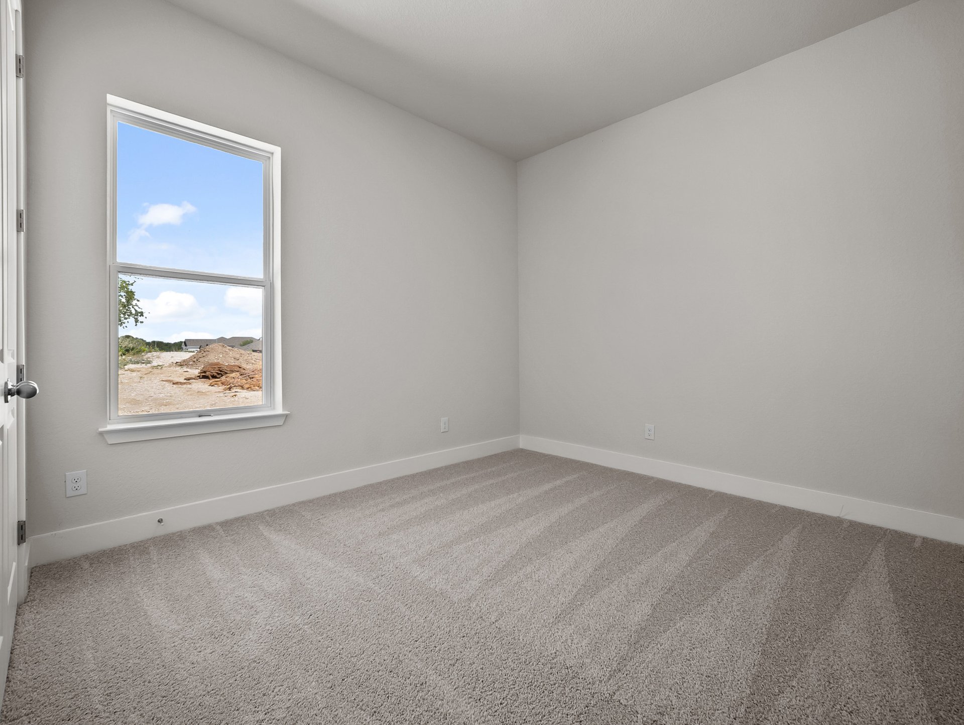 bedroom with carpet, window & recessed lighting