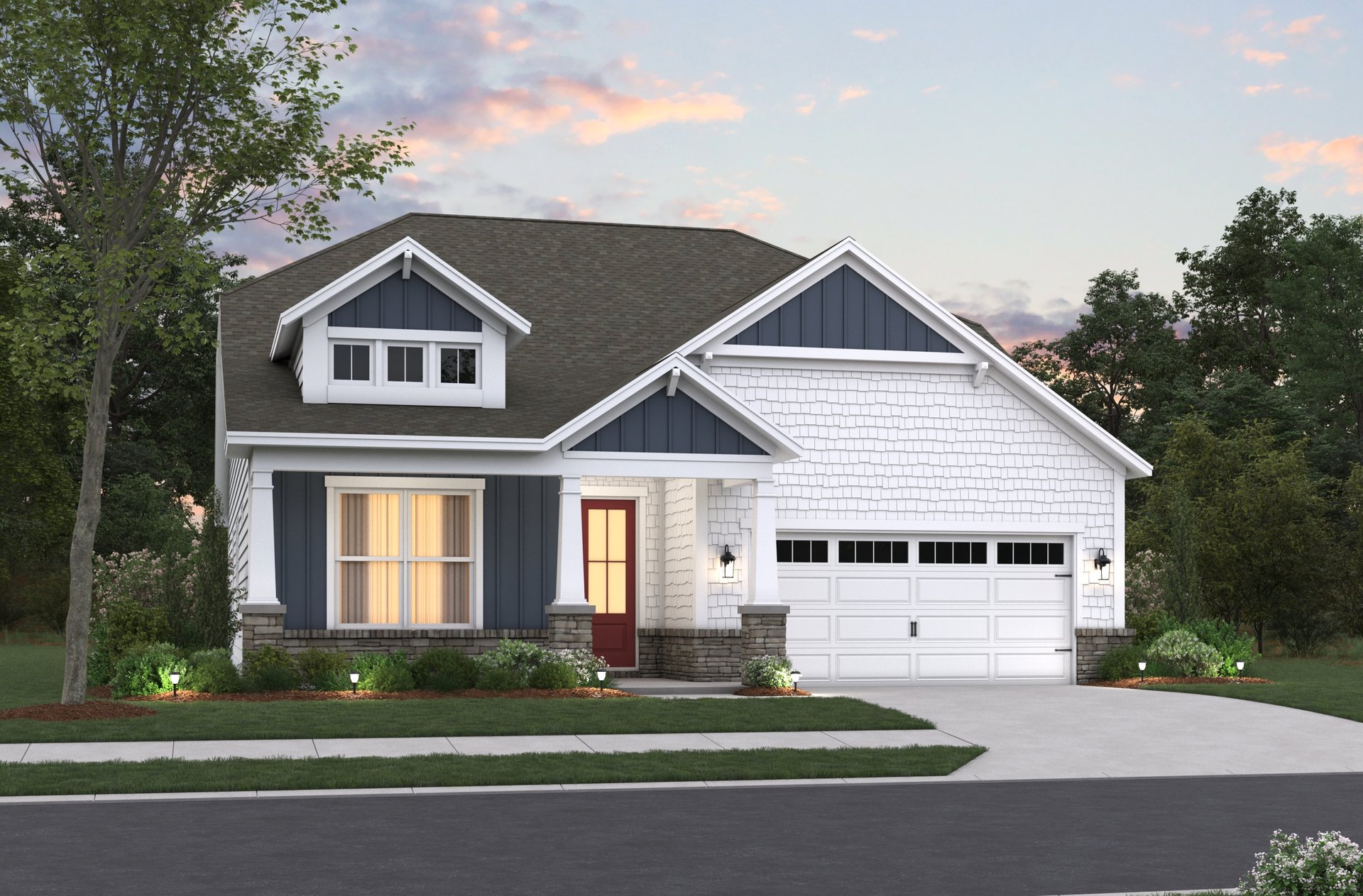 2-car garage, single-family home exterior