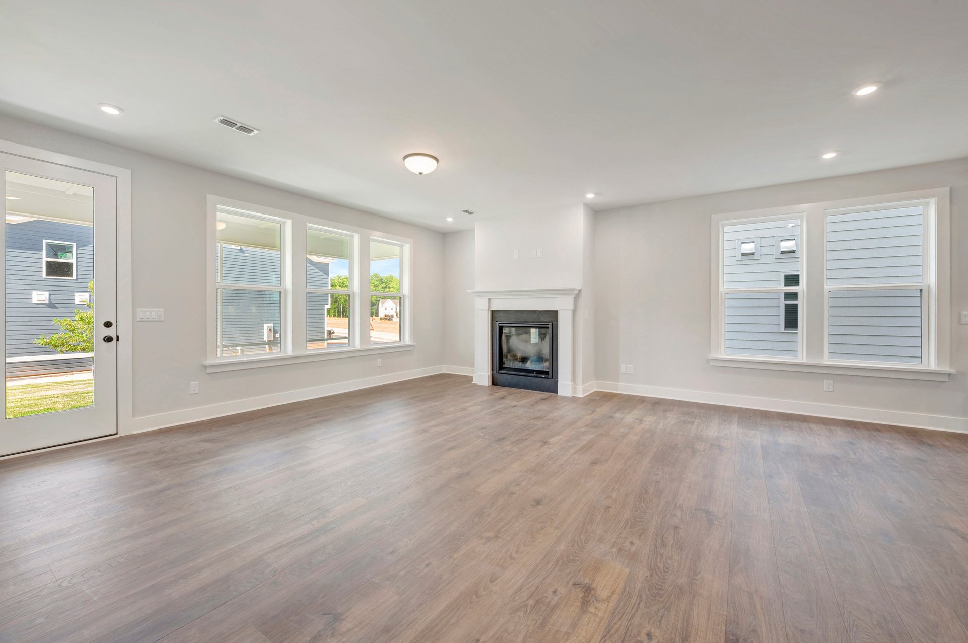 great room with a fireplace