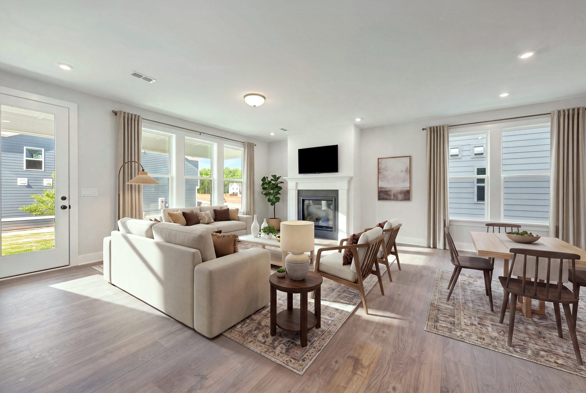 great room with a fireplace