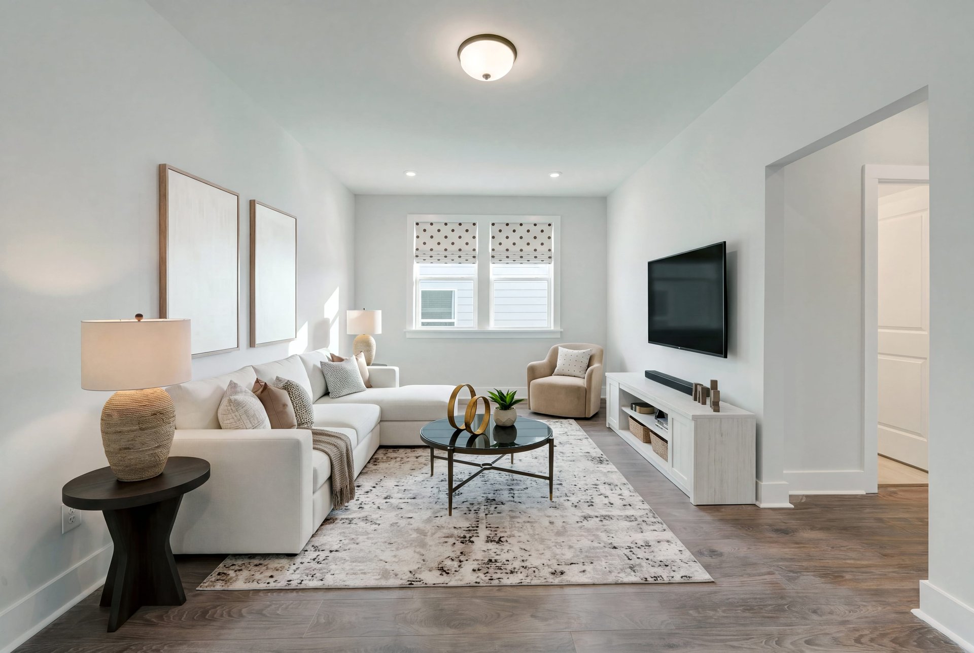loft with a sectional sofa