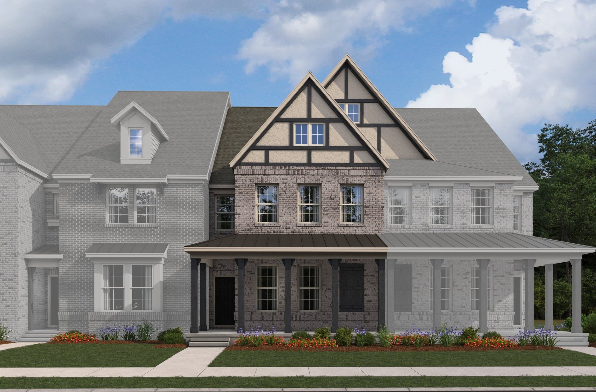 exterior of home with brick and covered porch