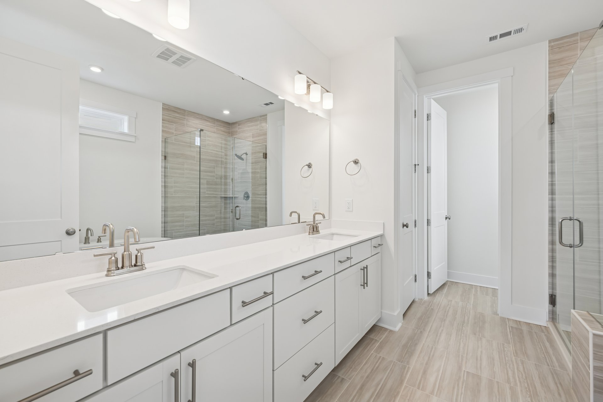 primary bathroom with two sinks