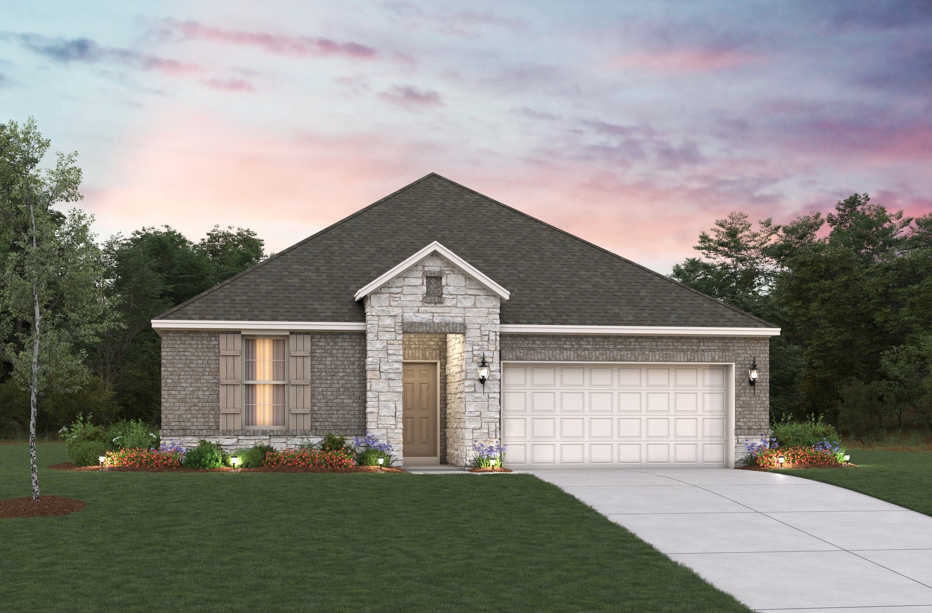 home exterior with brick and stone