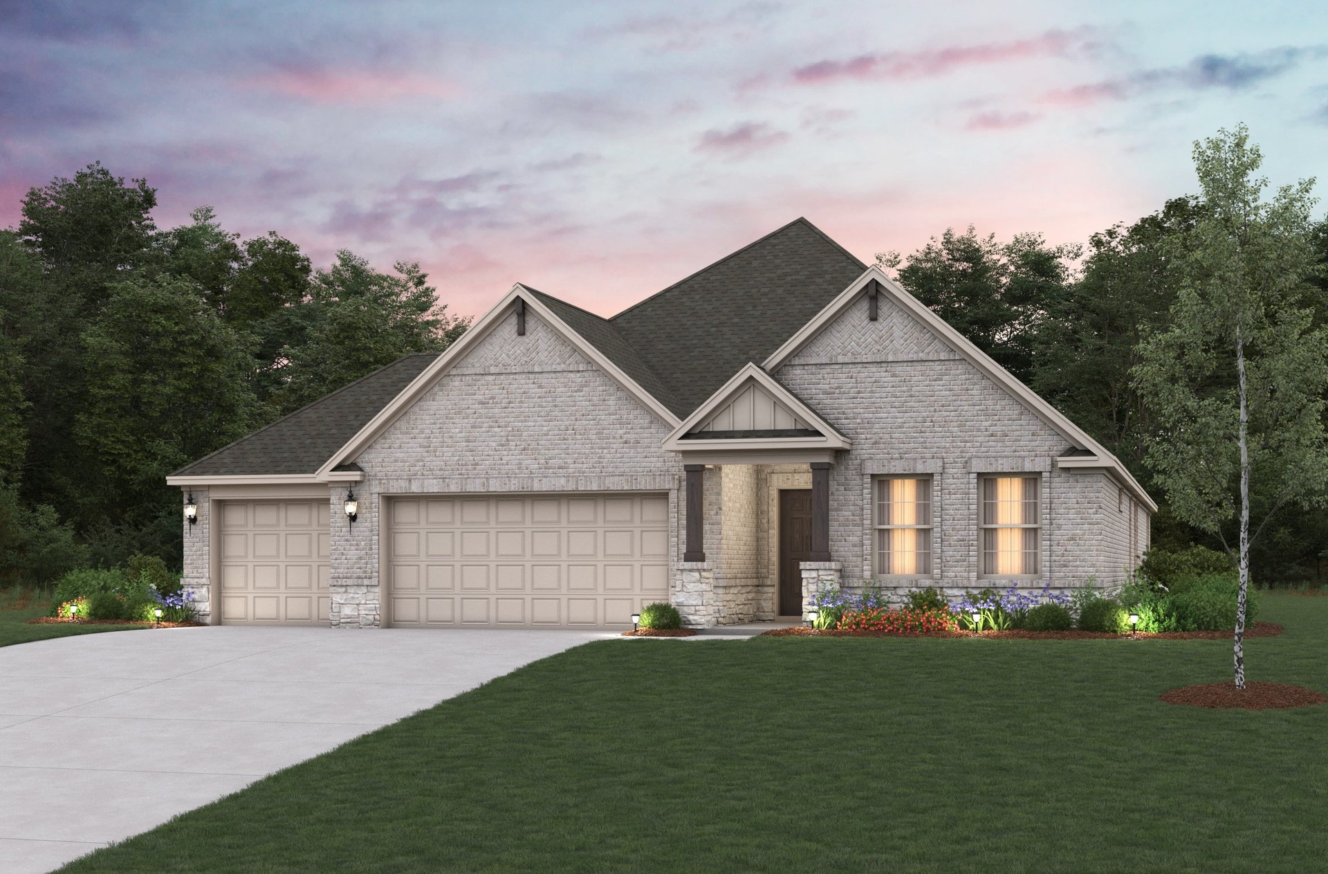 exterior of home with brick and covered porch