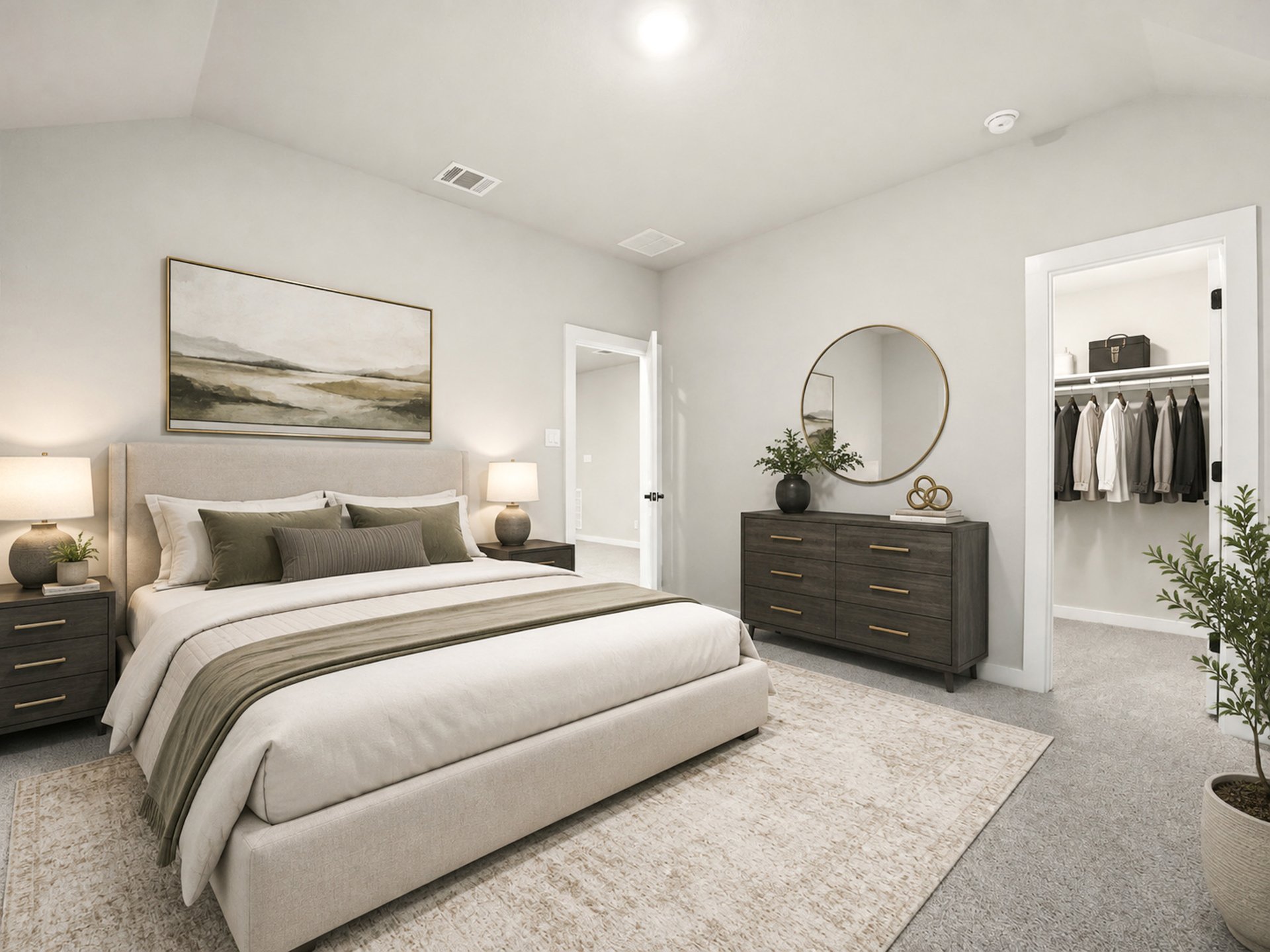 secondary bedroom with carpet and sloped ceilings