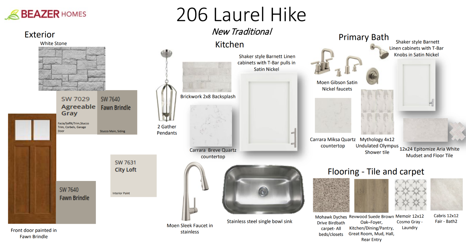 interior selections including quartz countertops & pendant lighting