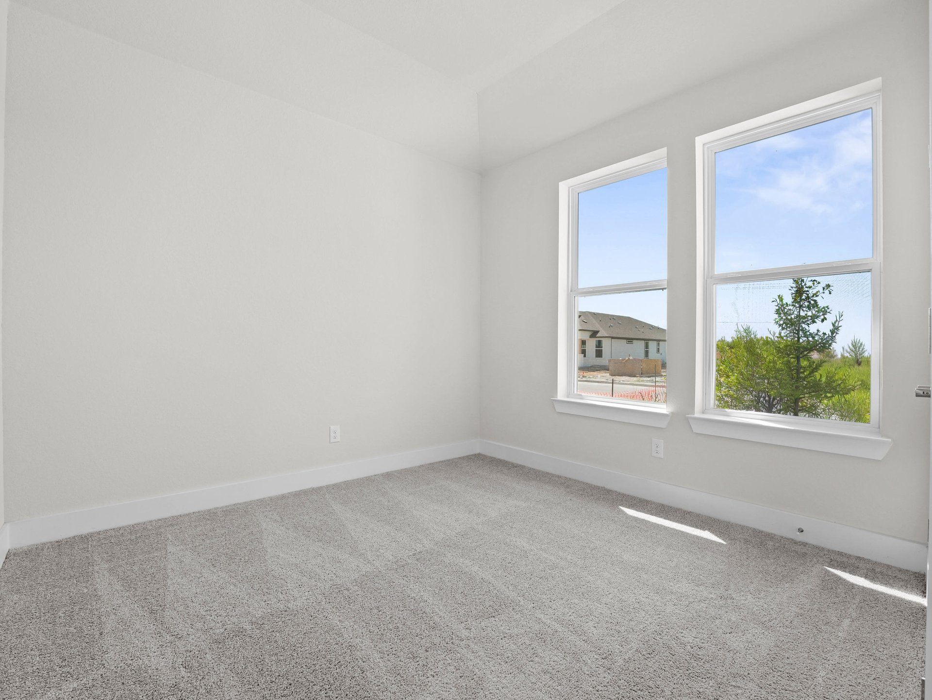 secondary bedroom with carpet and windows