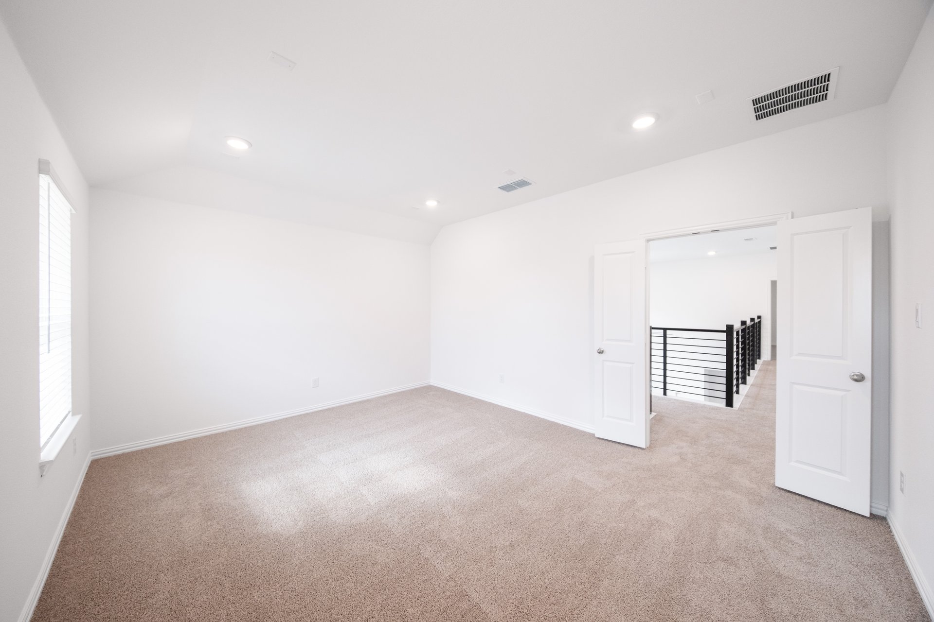 spacious media room with carpet