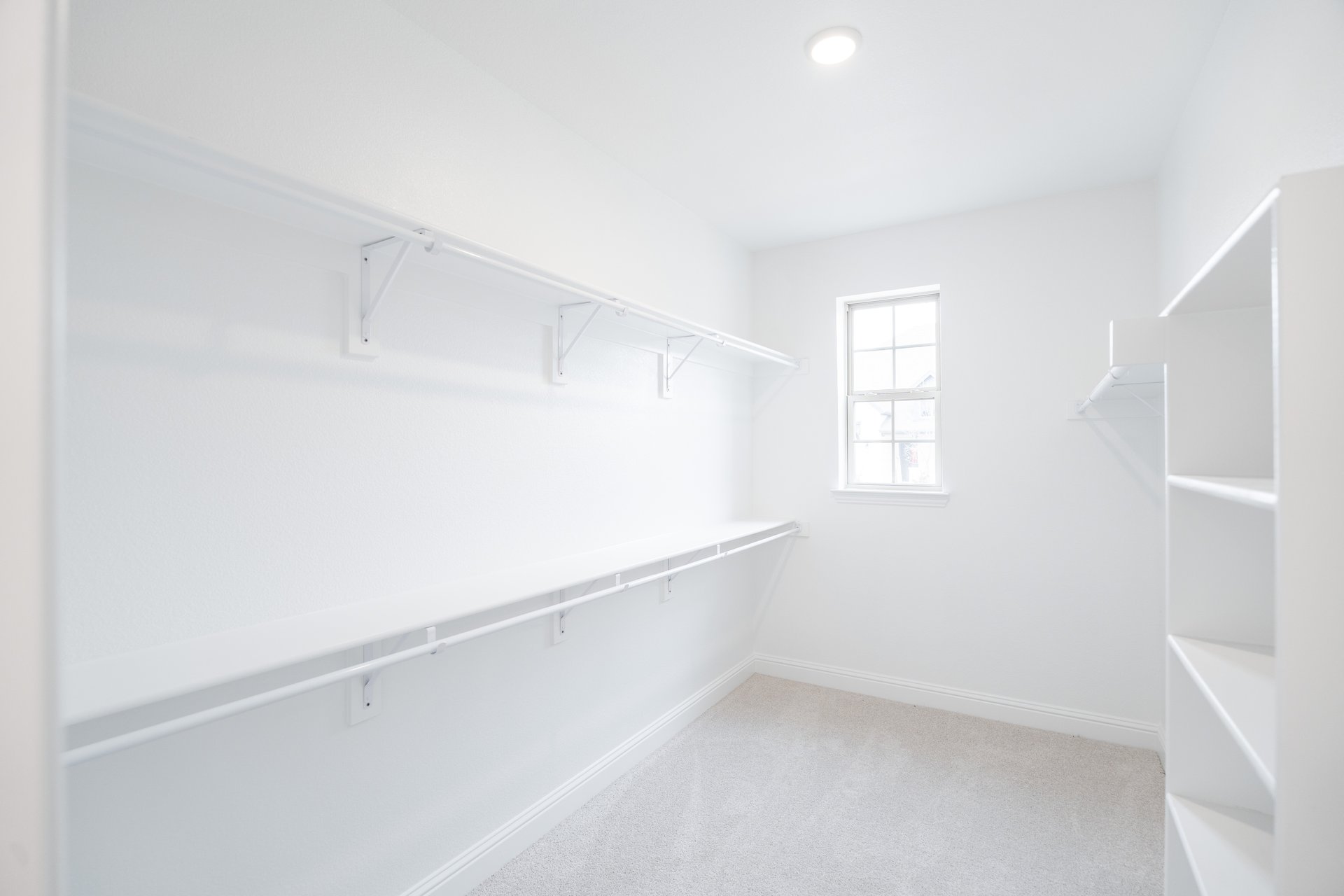 closet with hanging racks and shelves
