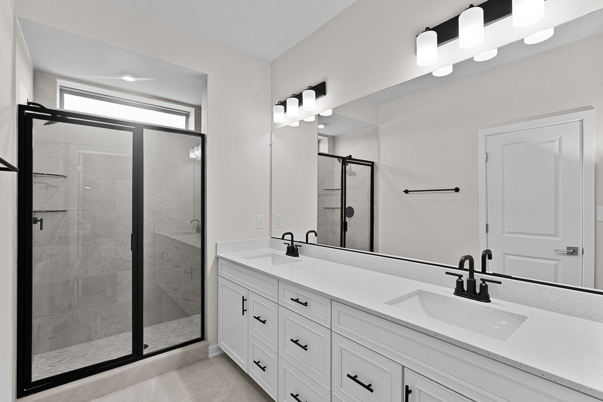 primary bathroom with an oversized shower