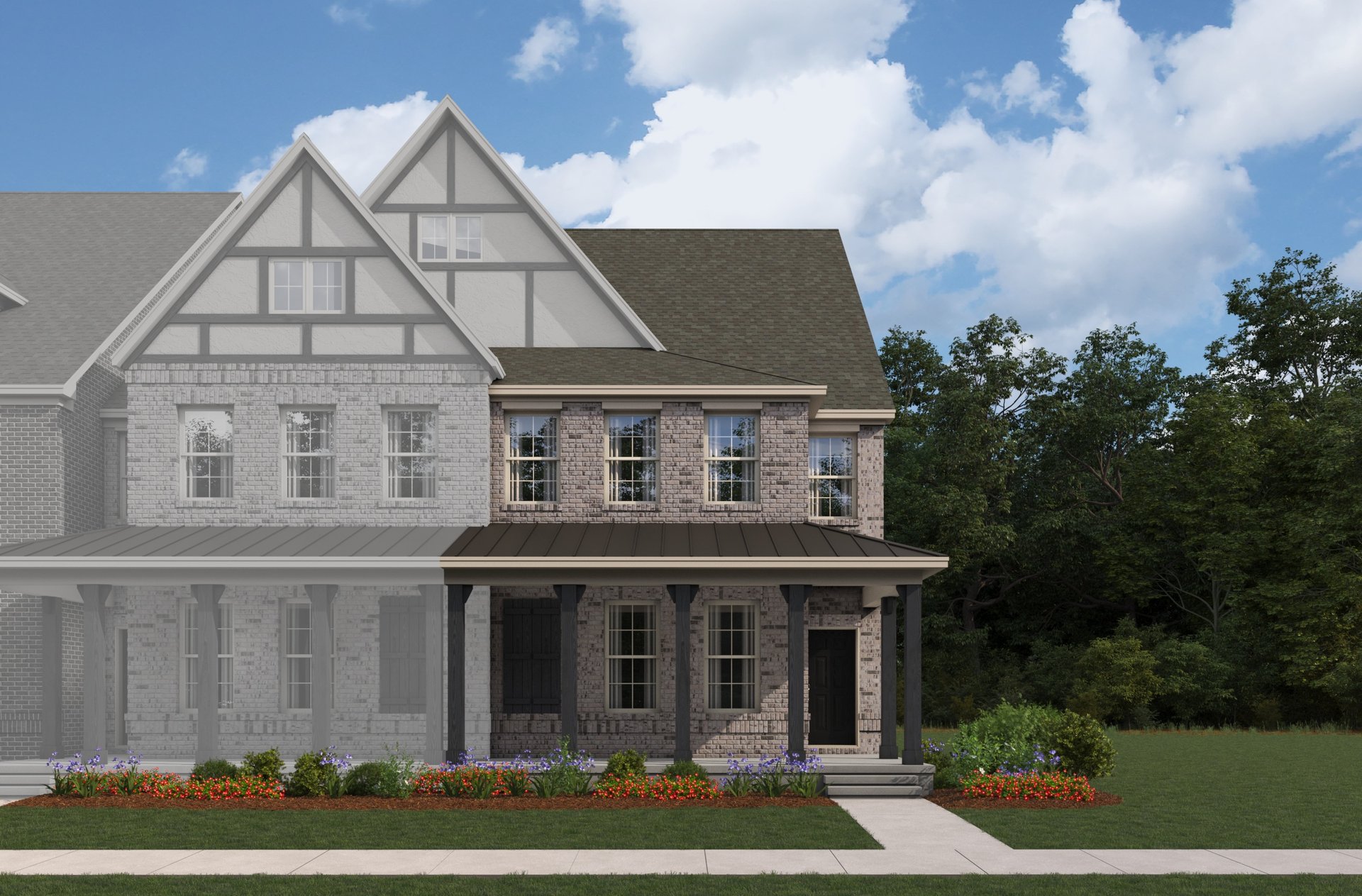 exterior of home with brick and covered porch