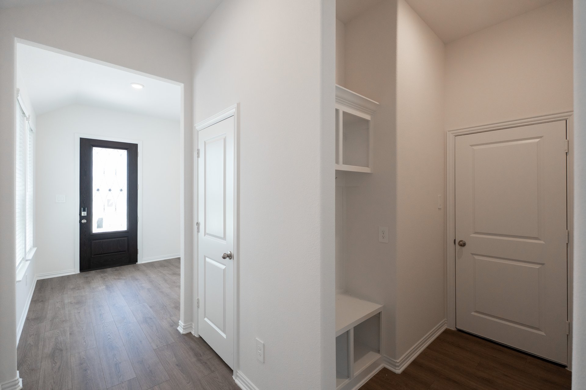 foyer with mudroom and mudbench 