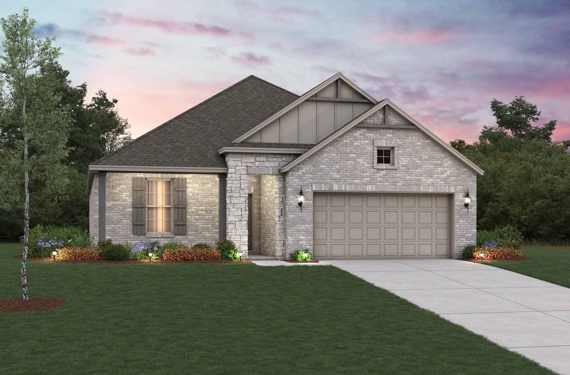 home exterior with brick and stone