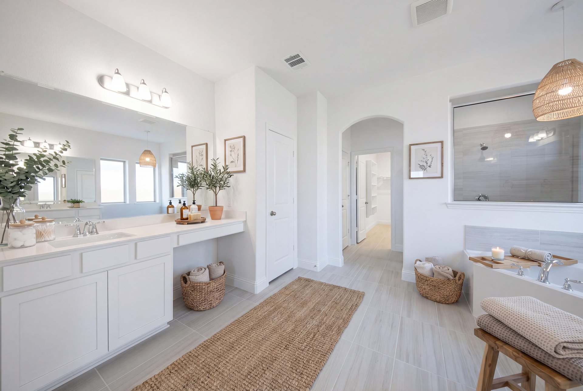 spacious primary bathroom with soaking tub